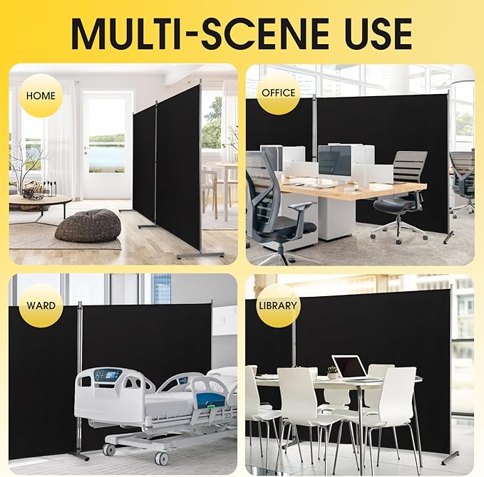 Rantila 2 Large Panels Room Divider, Portable Office Divider, Convenient Movable - Image 6