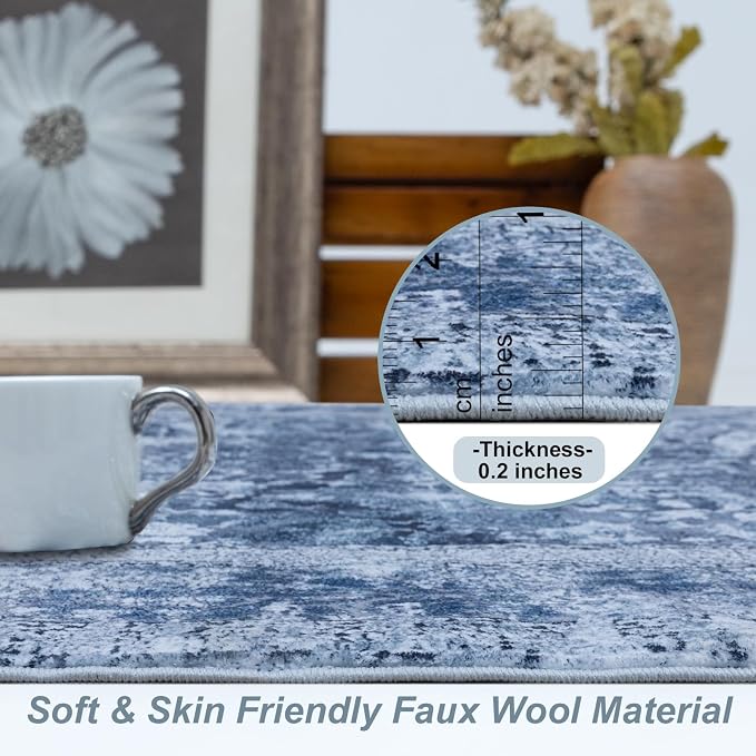 Area Rug 6×9, Large Vintage Boho Rug, Ultra-Soft Low Pile, Non Slip, Stain - Image 5