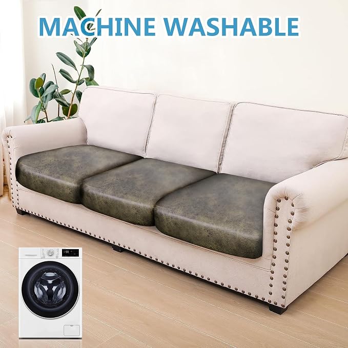 Leather Look Couch Cushion Covers Sofa Seat Slipcovers Sets Couches Furniture - Image 2