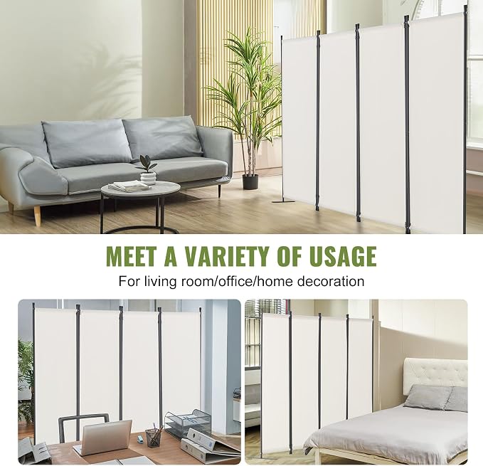 VEVOR Room Divider, 4 Panel Room Dividers and Folding Privacy Screens, Fabric - Image 6