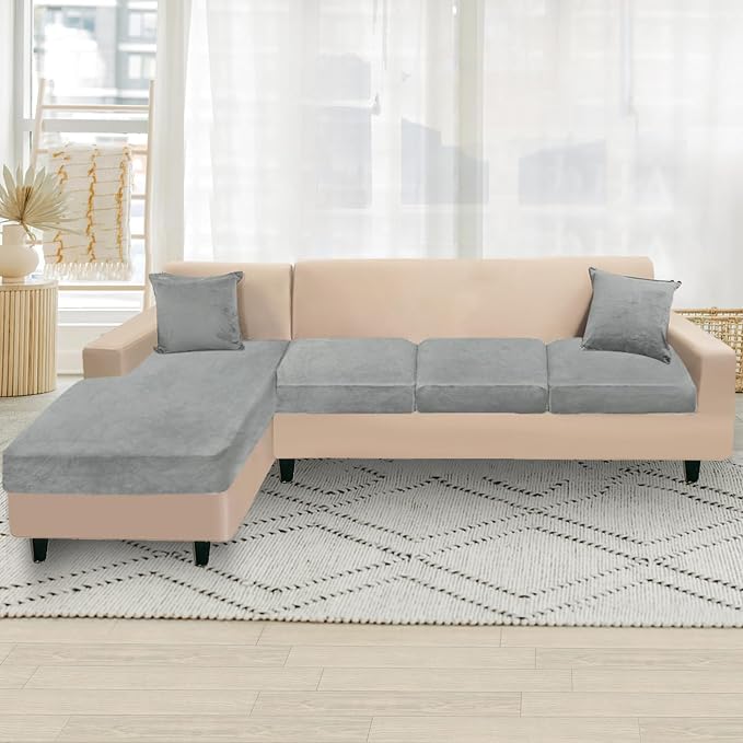 NAISI Sectional Couch Cover 4 Pieces Velvet Separate Couch Cushion Covers L - Image 3