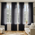 MIULEE Black Sheer Curtains 108 Inches Long, 4 Panels Set, Light Filtering by MIULEE