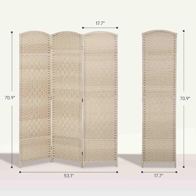 HOMCOM Room Divider, 6 Ft 3 Panel Folding Privacy Screen, Hand-Woven PP Wall - Image 7