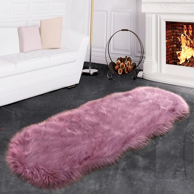 SERISSA Ultra Soft Fluffy Light Purple Faux Sheepskin Fur Shaggy Couch Cover - Image 7