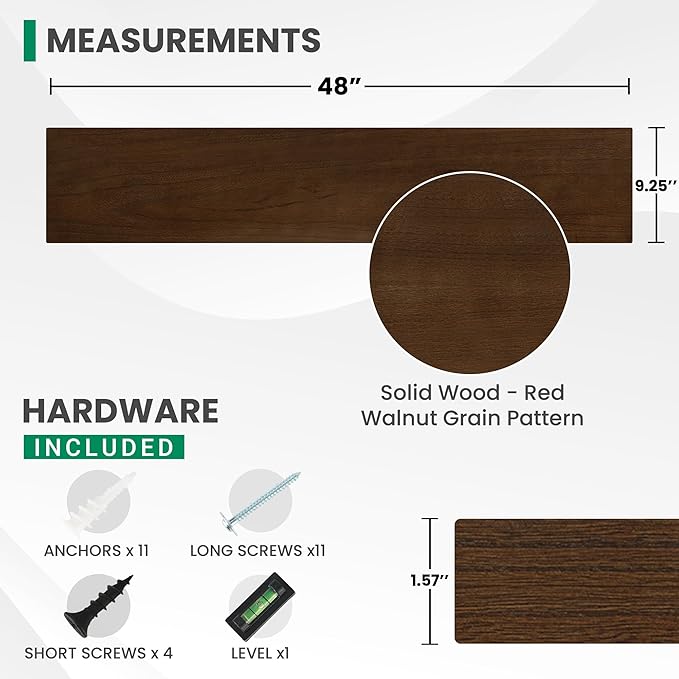 Marsmiles Solid Wood Floating Shelves - Image 3