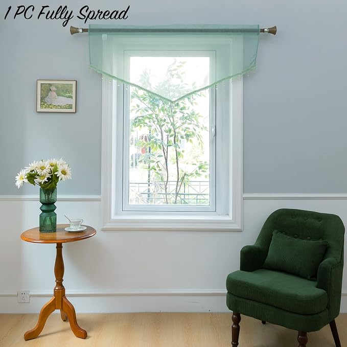 PearAge Beaded Sheer Valance Curtains - Image 6