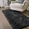 Latepis 2x8 Runner Black Faux Sheepskin Fur Rug Washable Shag Fluffy Rugs by Latepis