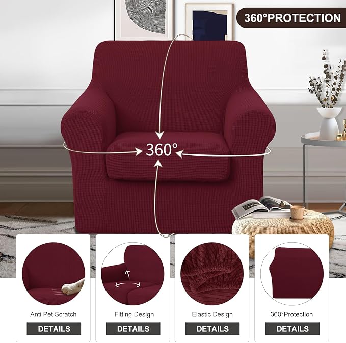 U-NICE HOME 2 Pieces Chair Covers Stretch Couch Cover Sofa Cover Washable Chair - Image 4