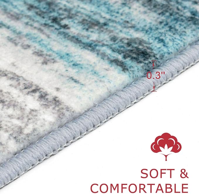 KOZYFLY 4x6 Area Rug Modern Abstract Washable Large Entryway Rug Non-Slip Soft - Image 2