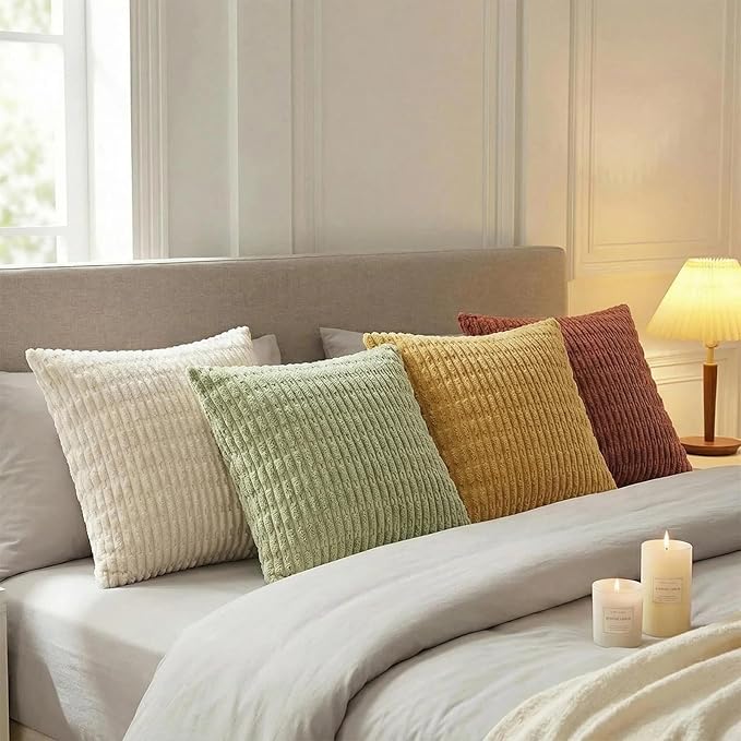 Fancy Homi 4 Packs Boho Fall Small Decorative Throw Pillow Covers 12x12 Inch - Image 3