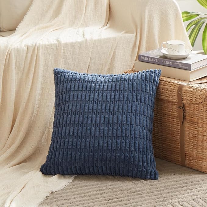 Fancy Homi 4 Packs Dusty Blue Decorative Throw Pillow Covers 24x24 Inch - Image 2