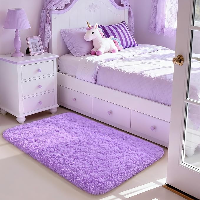 Merelax Fluffy Rug Shaggy Area Rug, Mini Fuzzy Plush Kids Bedside Rug, Soft - Image 3
