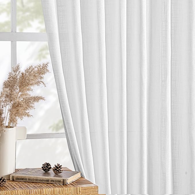 MIULEE White Linen Curtains 108 Inches Long 2 Panels - Image 4