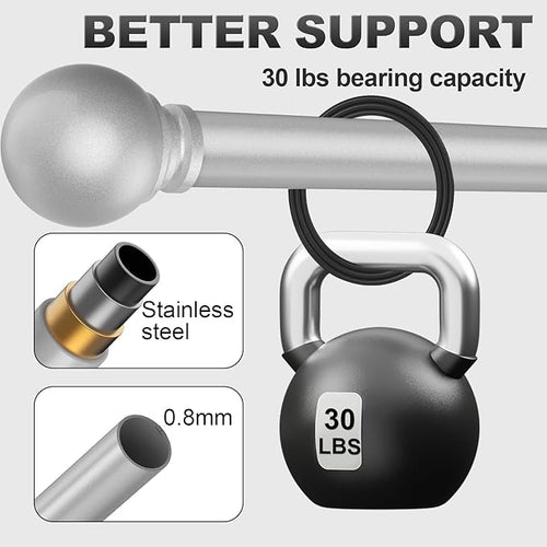 2 Pack Silver Curtain Rods for Bedroom - Image 2