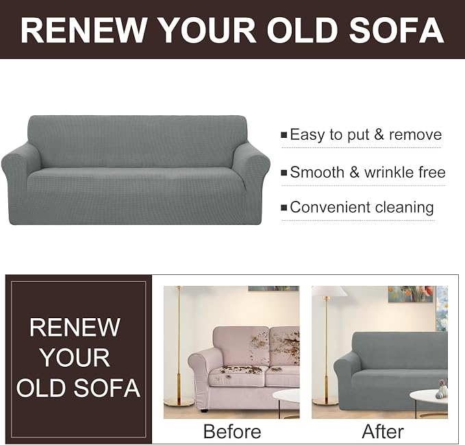U-NICE HOME 4 Seater Stretch Couch Cover Sofa Cover Washable Sofa Slipcover - Image 5