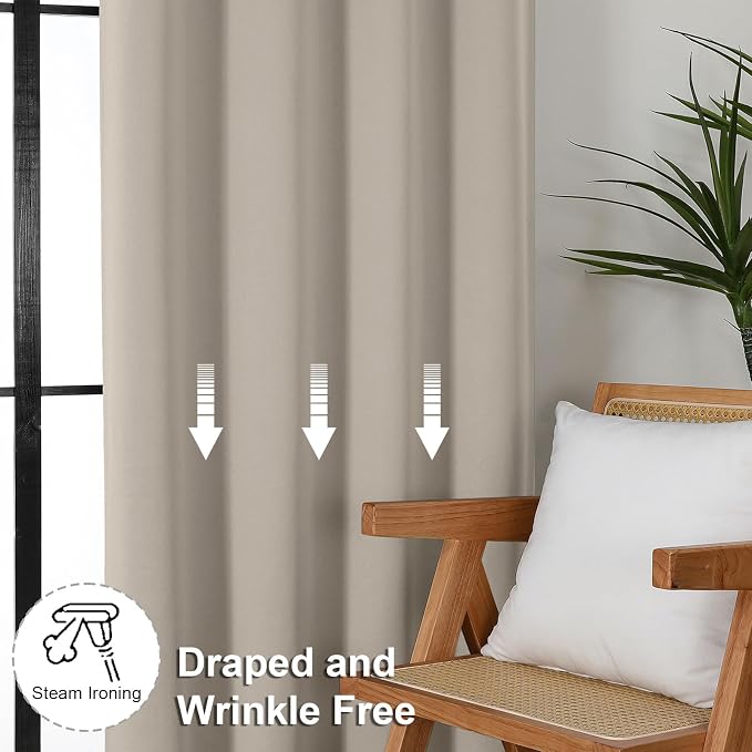 Simplebrand Ava Stone Short 36 Inches Blackout Curtain 2 Panels Set, Half - Image 7