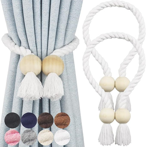 2 Pack Magnetic Curtain Tiebacks Cotton Hand Woven Tie Back Decorative Rope by CurtianTiebacks