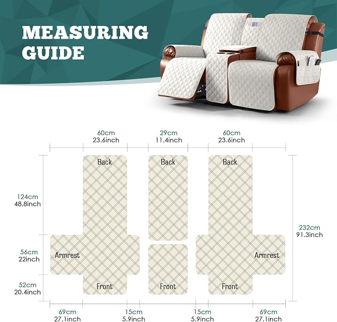 Ruaozz Waterproof Loveseat Recliner Cover - Image 2