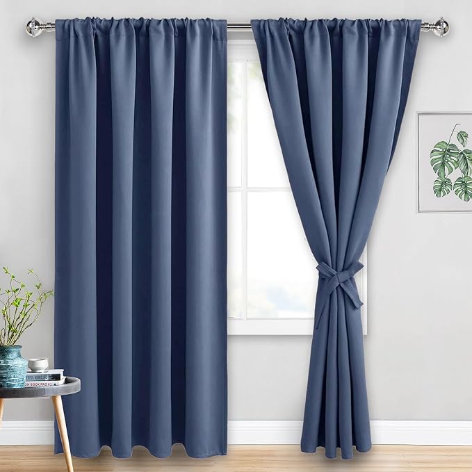 JIUZHEN Dusty Blue Blackout Curtains by JIUZHEN