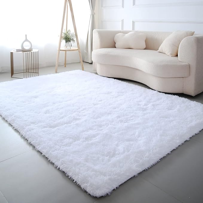 7x10 Area Rugs for Living Room: White Shag Area Rug 7 x 10 Carpets for Living by CAIYUECS