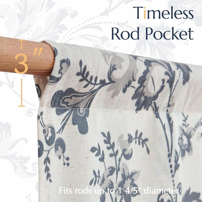 jinchan Tie Up Valance Curtain Floral Linen - Image 7