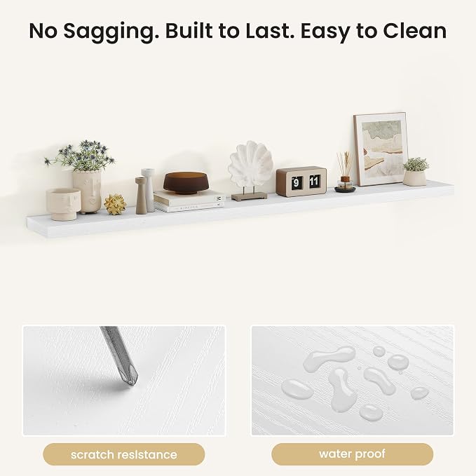Fun Memories Rustic Floating Wall Shelves, Wall Mounted Wood Storage & Display - Image 4