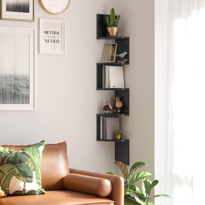 VASAGLE Corner Shelf Wall Mount, 5-Tier Floating Corner Bookshelf, Plant Shelf - Image 5