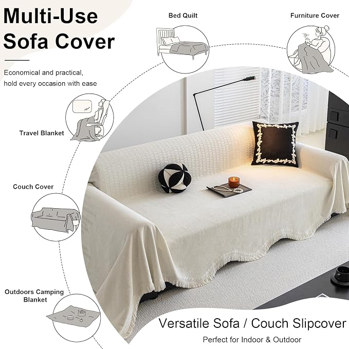 ROOMLIFE Boho White Couch Cover - Image 7