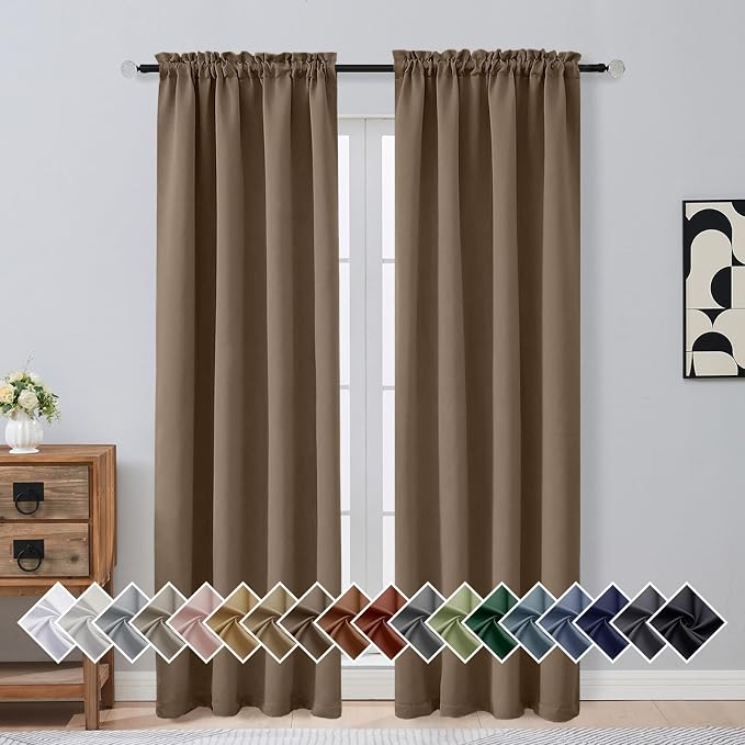 OVZME Brown Blackout Curtains for Bedroom 84 Inch Length 2 Panels Set, Soft by OVZME