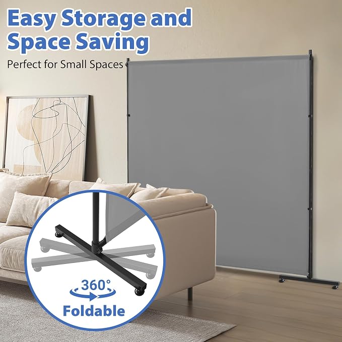 Room Divider, 73x75inch Large Privacy Screen - Image 6