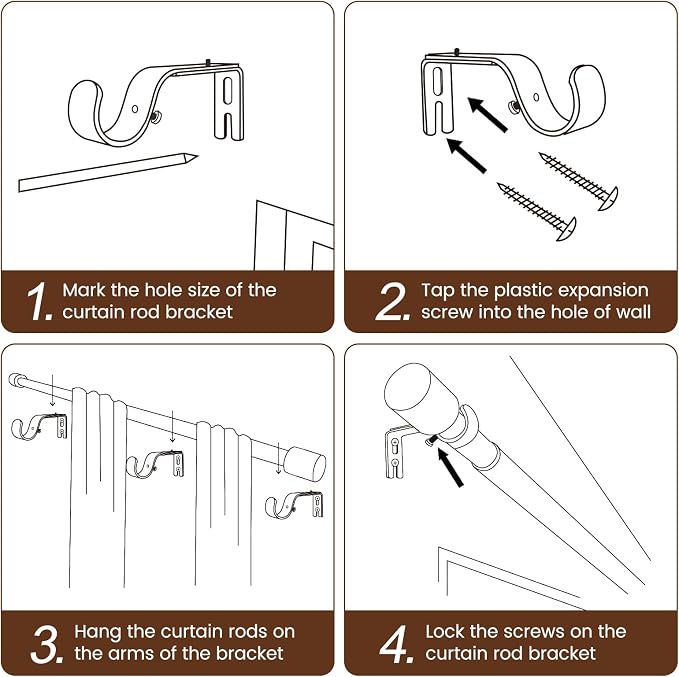 1” Diameter Curtain Rods Itself is 30 to 90 inch 1 Pack Fit 30-84 inch Window - Image 5