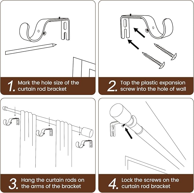 1” Diameter Curtain Rods Itself is 30 to144 inch 1 Pack Fit 30-142 inch - Image 6