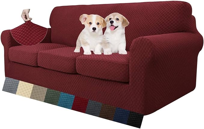 MAXIJIN 4 Piece Couch Covers for 3 Cushion Couch Super Stretch Non Slip Couch by MAXIJIN