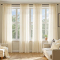 MIULEE Butter Cream Sheer Curtains 63 Inches Long, 4 Panels Set, Rod Pocket by MIULEE
