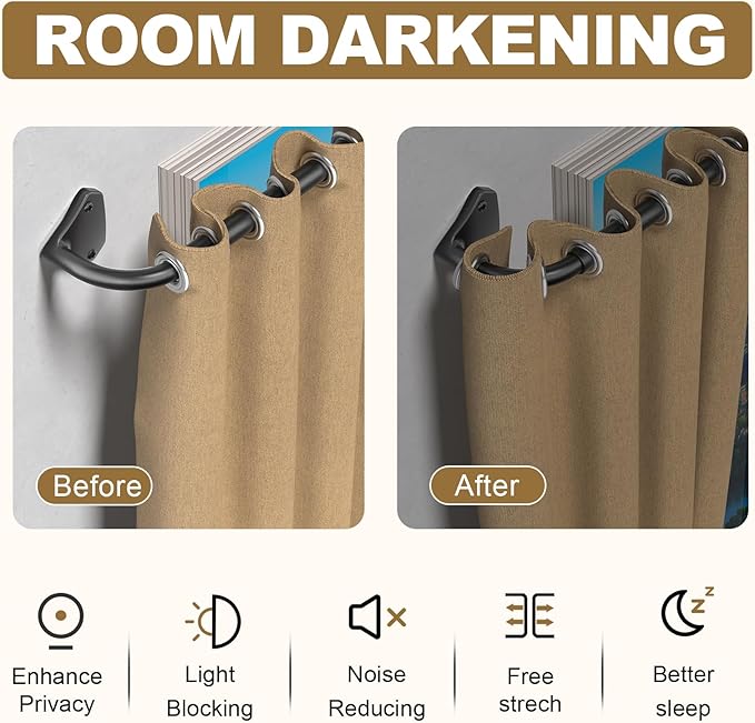 GXOACKJ Black Curtain Rods for Windows 66 to 120 inch, 5/8 inch Adjustable Wrap - Image 2