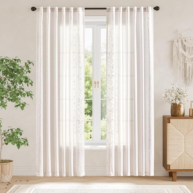 jinchan Winslow White Linen Curtains - Image 3