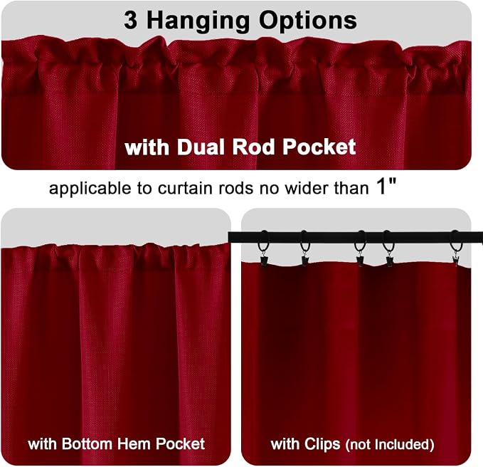 Chyhomenyc Christmas Red Curtains 84 Inch Length 2 Panels Set, Faux Linen - Image 5