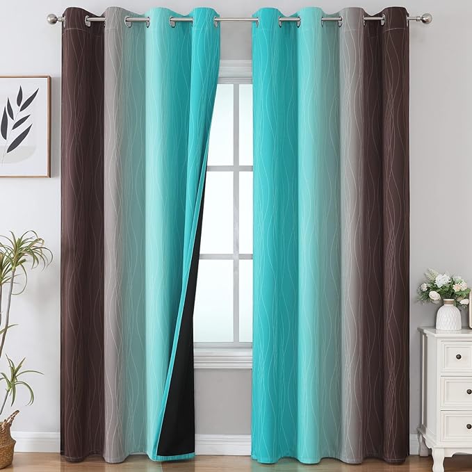 Estelar Textiler Ombre Blackout Curtains 102 Inches Long 2 Panels Set, Full by ESTELARTEXTILER