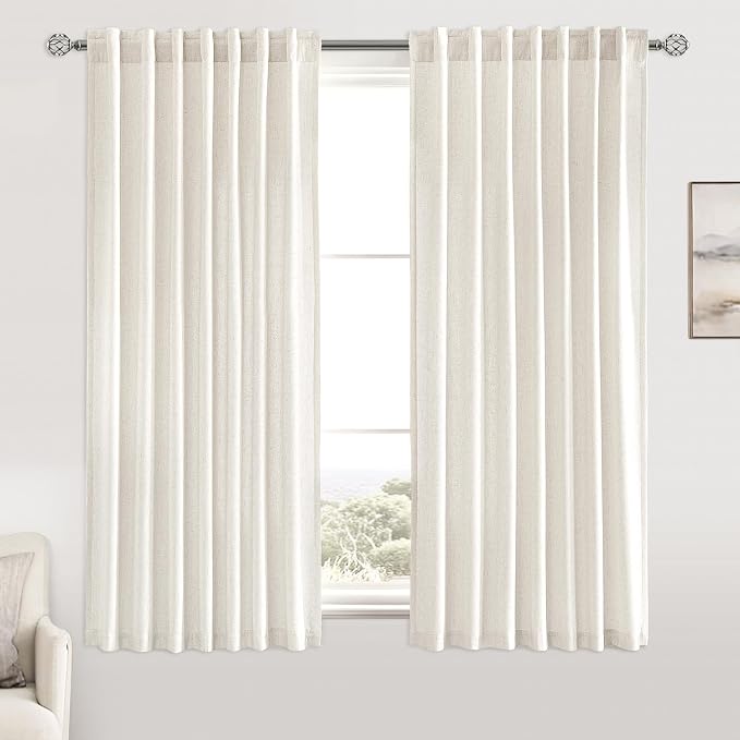 MIULEE Non-See-Through Privacy Linen Curtains 2 Panels, Light Filtering Window - Image 3