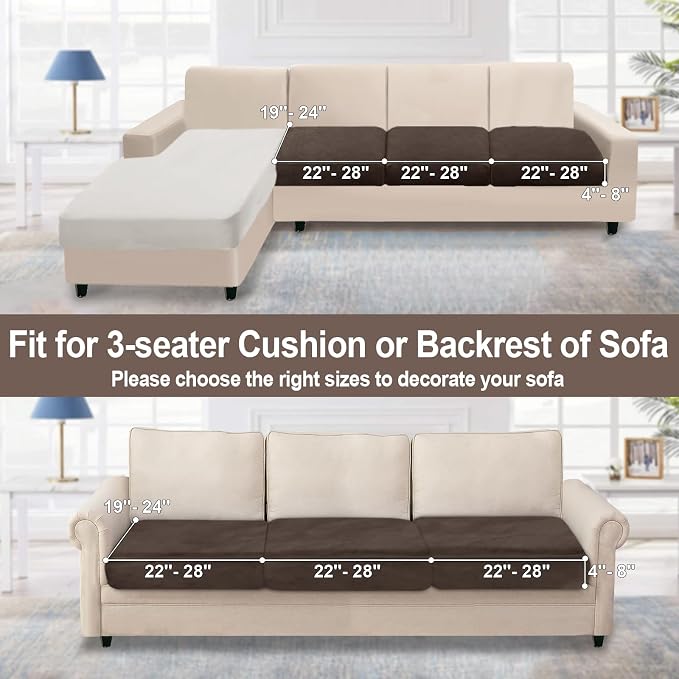 NAISI Couch Cushion Covers 3 Pieces Velvet Stretch Sofa Seat Covers or Backrest - Image 6