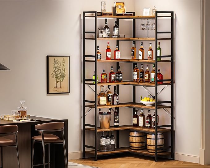Casaottima Corner Bookshelf 7 Tier, 76 Inches Reversible Book Shelf - Image 6