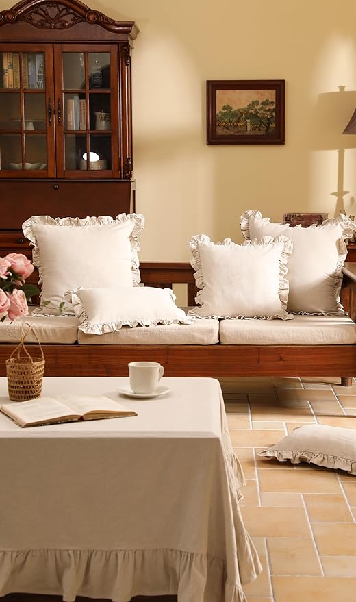 patdrea Linen Shabby Chic Decorative Throw Pillow Covers 12"x20" Set of 2 - Image 6