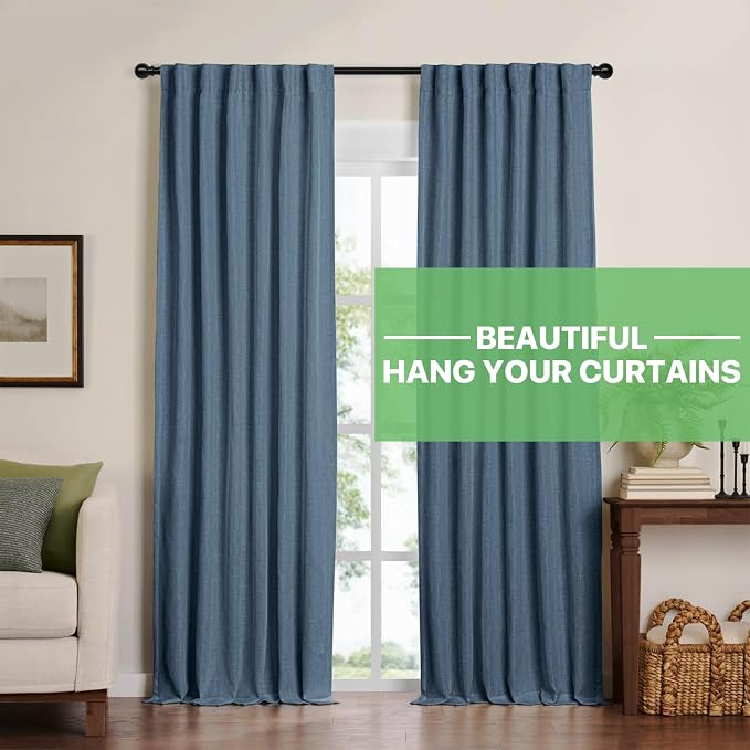 2 Pack 28-48 inch Black Metal Wall Mounted Curtain Rod Set - Image 2