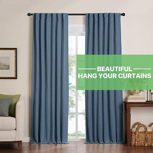 2 Pack 28-48 inch Black Metal Wall Mounted Curtain Rod Set - Image 2