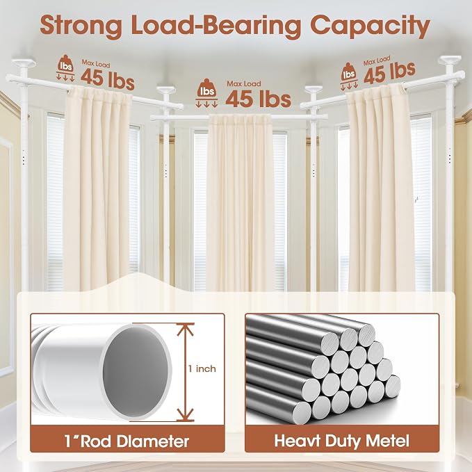 SUNALLY Room Divider Curtain Rod, No Drilling Wall Divider - Image 5