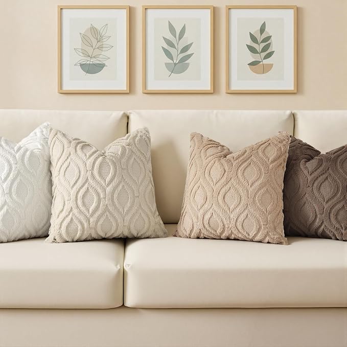 decorUhome Throw Pillow Covers 16x16 Inch Set of 2, Soft Plush Faux Wool Light - Image 4