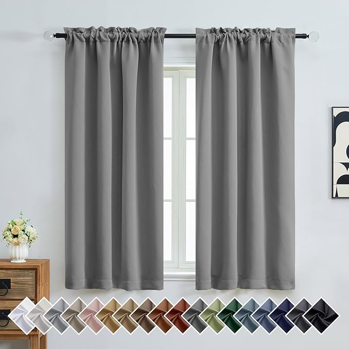 OVZME Grey Blackout Curtains for Bedroom 63 Inch Length 2 Panels, Protect by OVZME