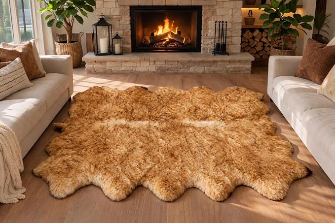 Free Shape Luxury Soft Fluffy Shag Area Rug Decto 10 Pelts 6'x10', 180x300cm by LAMBZYRUGS