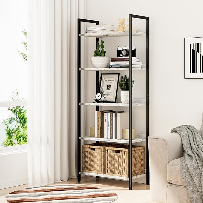 NUMENN Bookshelf, 5 Tier Bookshelves, Home Office Bookcase Shelf Storage - Image 2