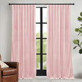 RYB HOME Pink Velvet Curtains 96 inches, Back Tab Soft Fabric Room Darkening by RYBHOME